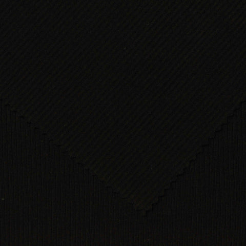 Cotton Polyester Rib Knit Fabric, 240 gsm, 160 cm — Black