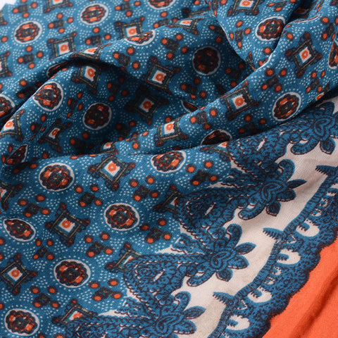 Blue Geometric-Circle Woven, Viscose