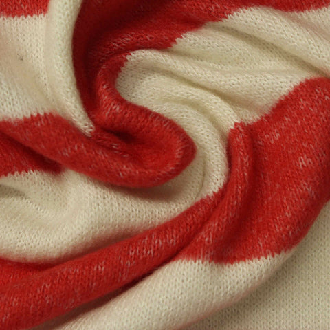 Brushed Viscose Polyester Stretch Chunky Knit Fabric, 200 gsm, 160 cm — White