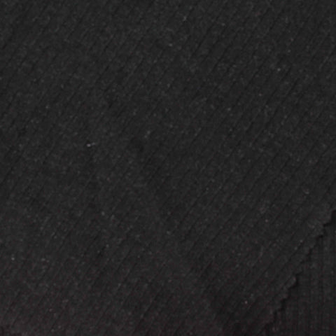 Viscose Polyester Stretch Rib Knit Fabric, 210 gsm, 145 cm — Black