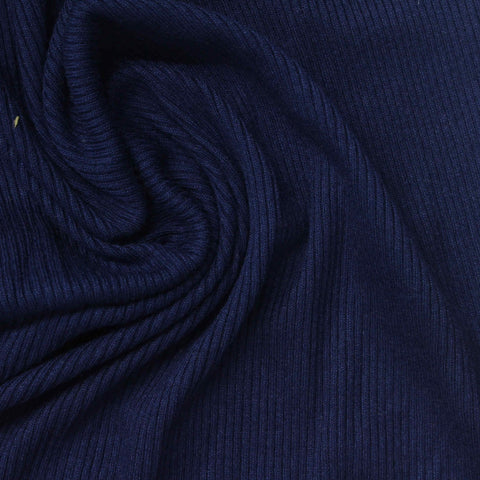 Navy Ribbed Rib Knit, Viscose