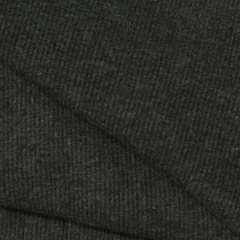 Dark Grey Marl Rib Knit, Poly-Cotton, 310 gsm