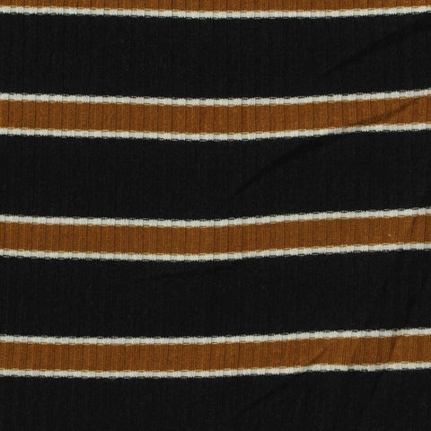 Black Horizontal-Stripe Rib Knit, Poly-Viscose, 220 gsm, 130 cm, ref EF-240604