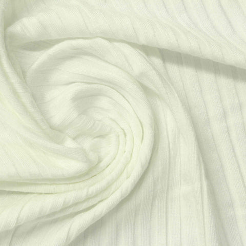 Off-White Rib Knit, Viscose-Poly