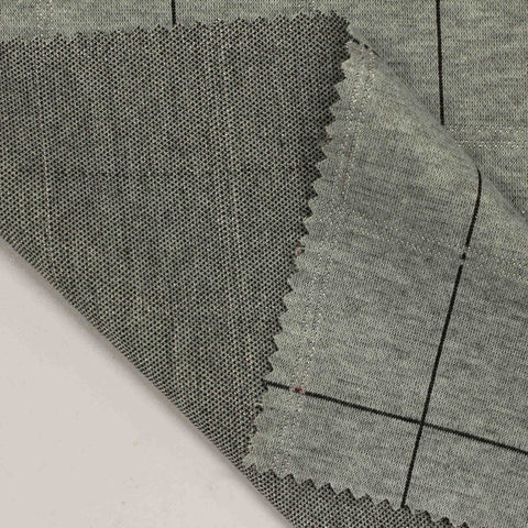 Black Check Interlock Knit, Polyester