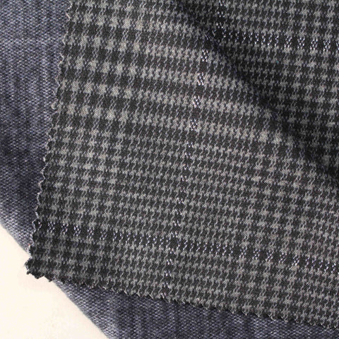 Black Houndstooth Jersey Knit, Polyester, 330 gsm