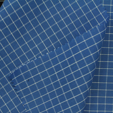 Blue Check Poplin, Cotton