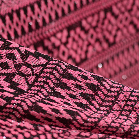 Pink Geometric-Diamond Jacquard, Poly-Metallic