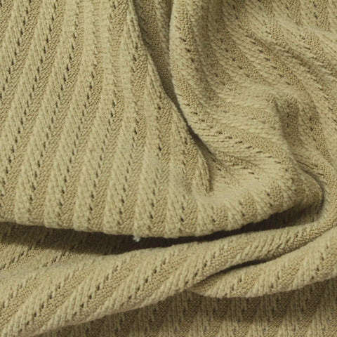 Jacquard Polyester Stretch Pointelle Knit Fabric, 340 gsm, 165 cm — Khaki