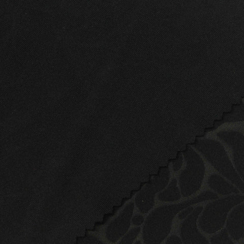 Black Floral Scuba Knit, Polyester, 350 gsm