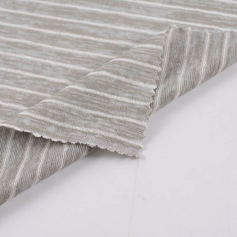 Grey Horizontal-Stripe Jersey Knit, Poly-Viscose, 162 gsm