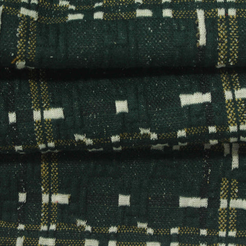 Dark Green Plaid Interlock Knit, Polyester