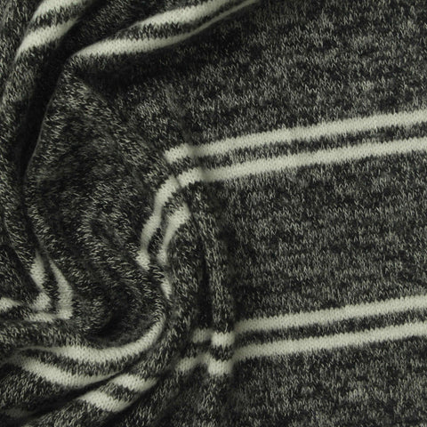 Off-White Horizontal-Stripe Chunky Knit, Viscose-Poly, 180 gsm