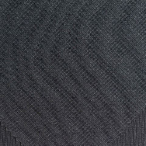 Black Ribbed Rib Knit, Poly-Cotton