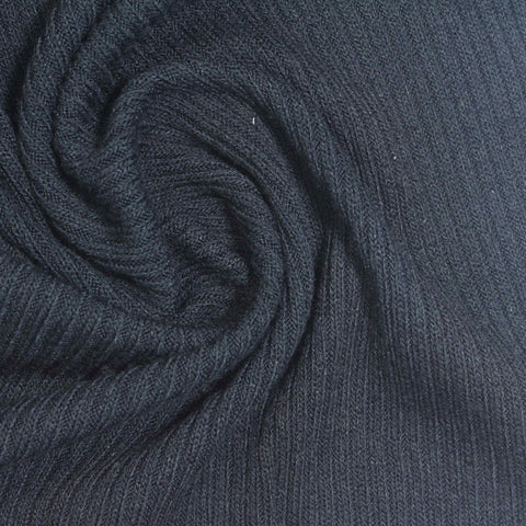 Viscose Polyester Stretch Rib Knit Fabric, 221 gsm, 168 cm — Navy