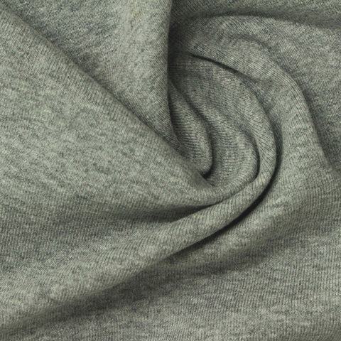 Grey Marl Rib Knit, Cotton, 275 gsm