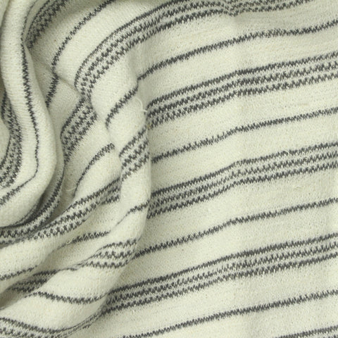Dark Grey Horizontal-Stripe Bouclé, Poly-Cotton