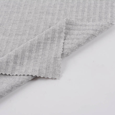 Grey Heather Rib Knit, Poly-Viscose