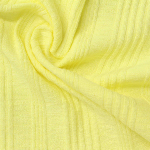 Slub Cotton Viscose Stretch Rib Knit Fabric, 200 gsm, 150 cm — Yellow