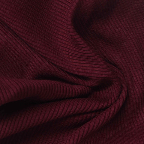 Cotton Polyester Stretch Rib Knit Fabric, 320 gsm, 145 cm — Red