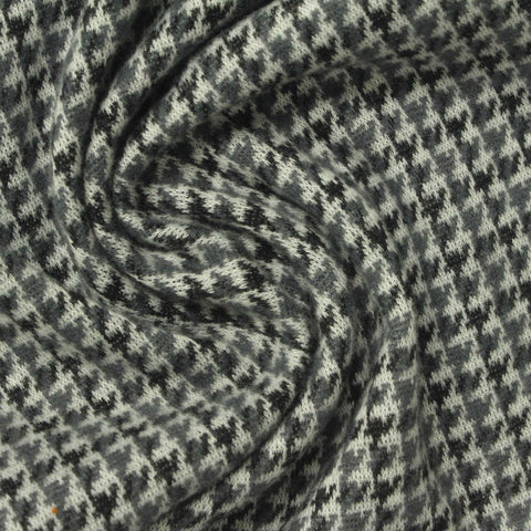 Black Houndstooth Knit, Polyester, 250 gsm