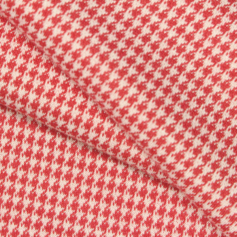 Red Houndstooth Jacquard, Poly-Viscose, 320 gsm