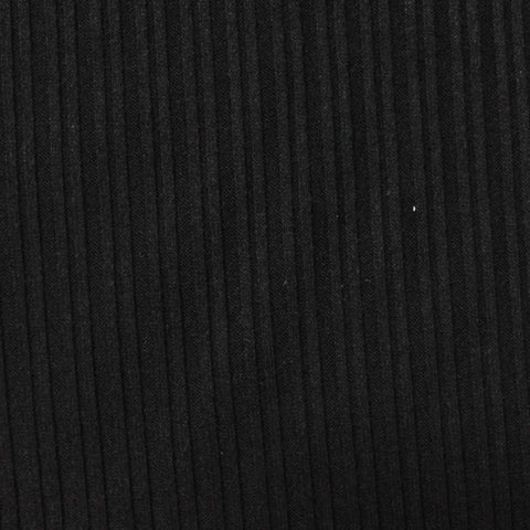 Polyester Viscose Stretch Rib Knit Fabric, 225 gsm, 150 cm — Black