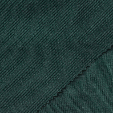 Viscose Polyester Stretch Rib Knit Fabric, 430 gsm, 139 cm — Green