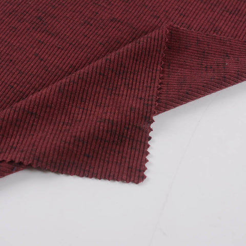 Dark Red Marl Rib Knit, Polyester, 165 gsm