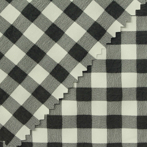 Black Check Seersucker, Polyester