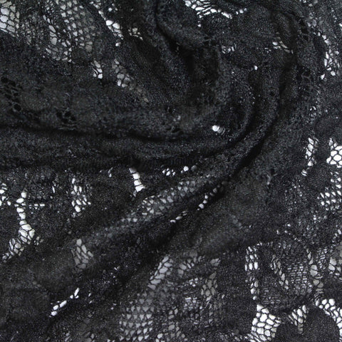 Black Abstract-Floral Lace, Nylon-Cotton