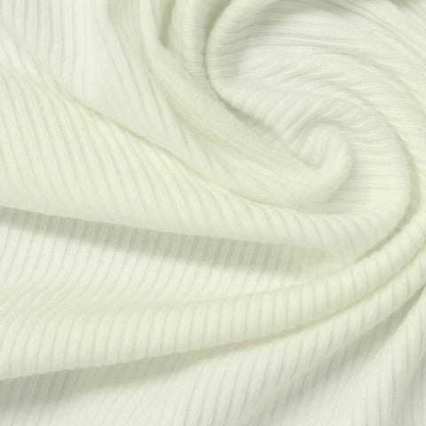 Polyester Stretch Rib Knit Fabric, 270 gsm, 140 cm — White
