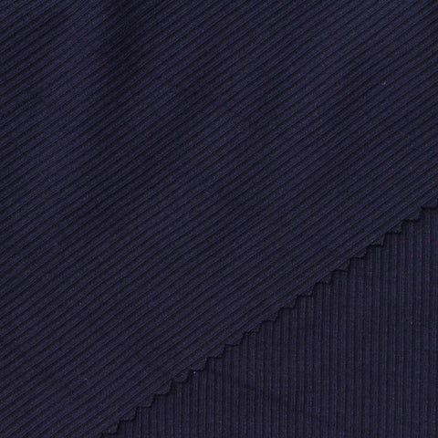 Viscose Stretch Rib Knit Fabric, 230 gsm, 120 cm — Navy