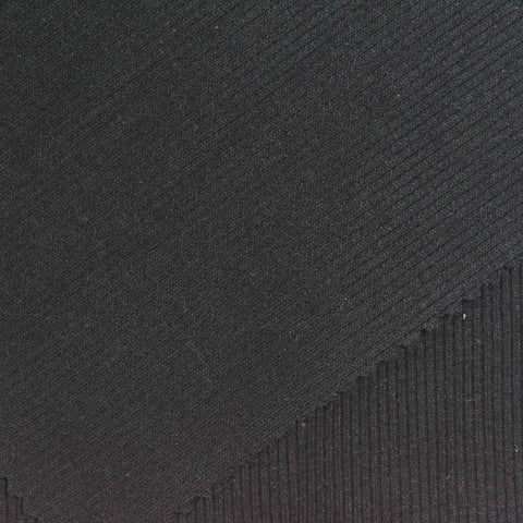 Black Ribbed Rib Knit, Cotton-Poly