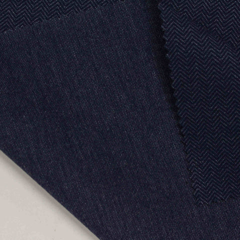 Dark Blue Herringbone Interlock Knit, Viscose-Nylon