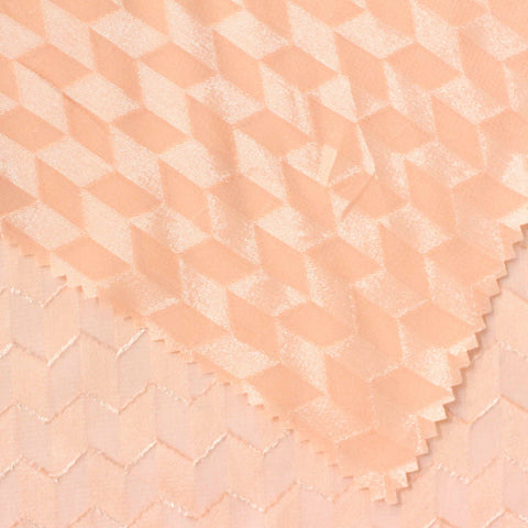 Peach Tone-on-Tone Chevron Chiffon, Polyester