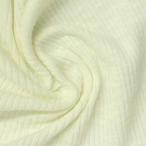 Slub Polyester Viscose Stretch Rib Knit Fabric, 230 gsm, 140 cm — Yellow