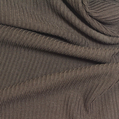 Brown Vertical-Stripe Rib Knit, Tencel Lyocell