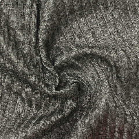 Light Grey Marl Rib Knit, Polyester, 170 gsm