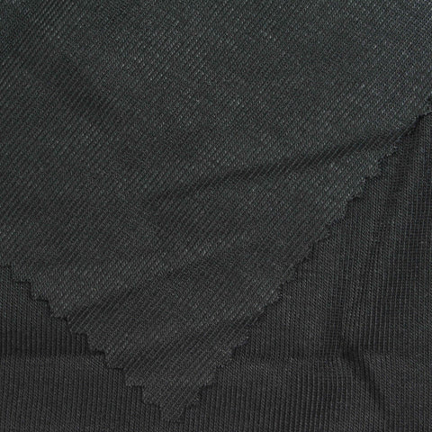Viscose Stretch Rib Knit Fabric, 180 gsm, 180 cm — Black
