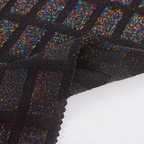 Black Grid Rib Knit