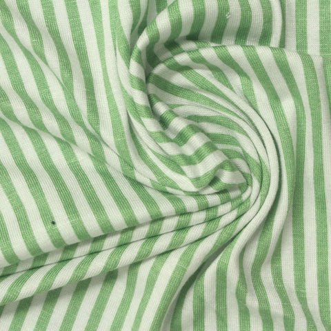 Green Stripes Jersey Knit, Viscose