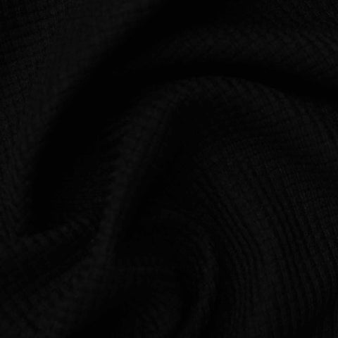 100% Polyester Waffle Knit Fabric, 227 gsm — Black