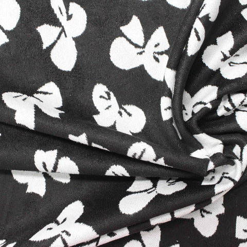 Jacquard Polyester Stretch Knit Fabric, 235 gsm, 147 cm — Black