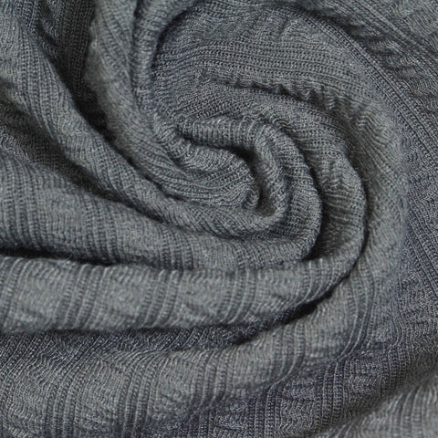 Polyester Stretch Rib Knit Fabric, 290 gsm, 165 cm — Grey