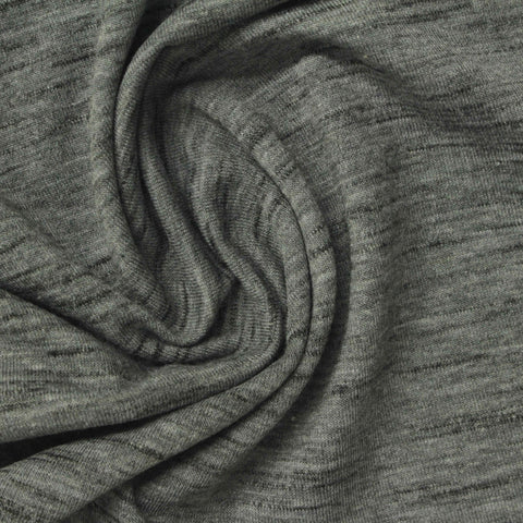 Grey Marl Rib Knit, Cotton-Poly, 190 gsm