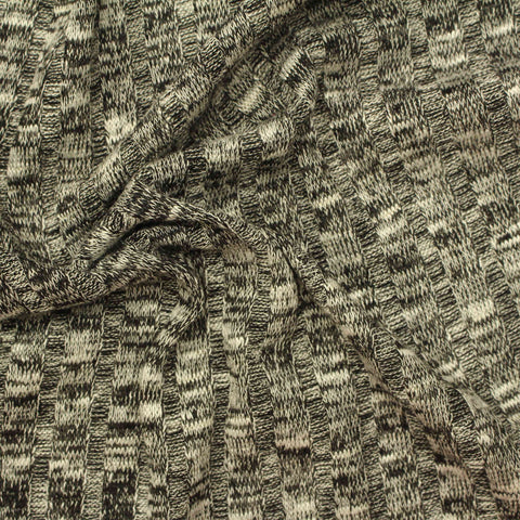 Black Marl Rib Knit, Poly-Viscose, 200 gsm, ref EF-213881