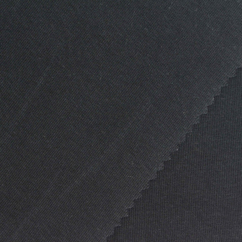 Cotton Stretch Rib Knit Fabric, 280 gsm, 150 cm — Black