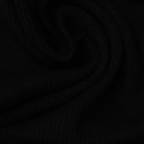 Viscose Stretch Rib Knit Fabric, 185 gsm, 115 cm — Black