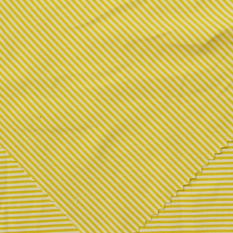 Yellow Horizontal-Stripe Jersey Knit, Polyester, 140 gsm